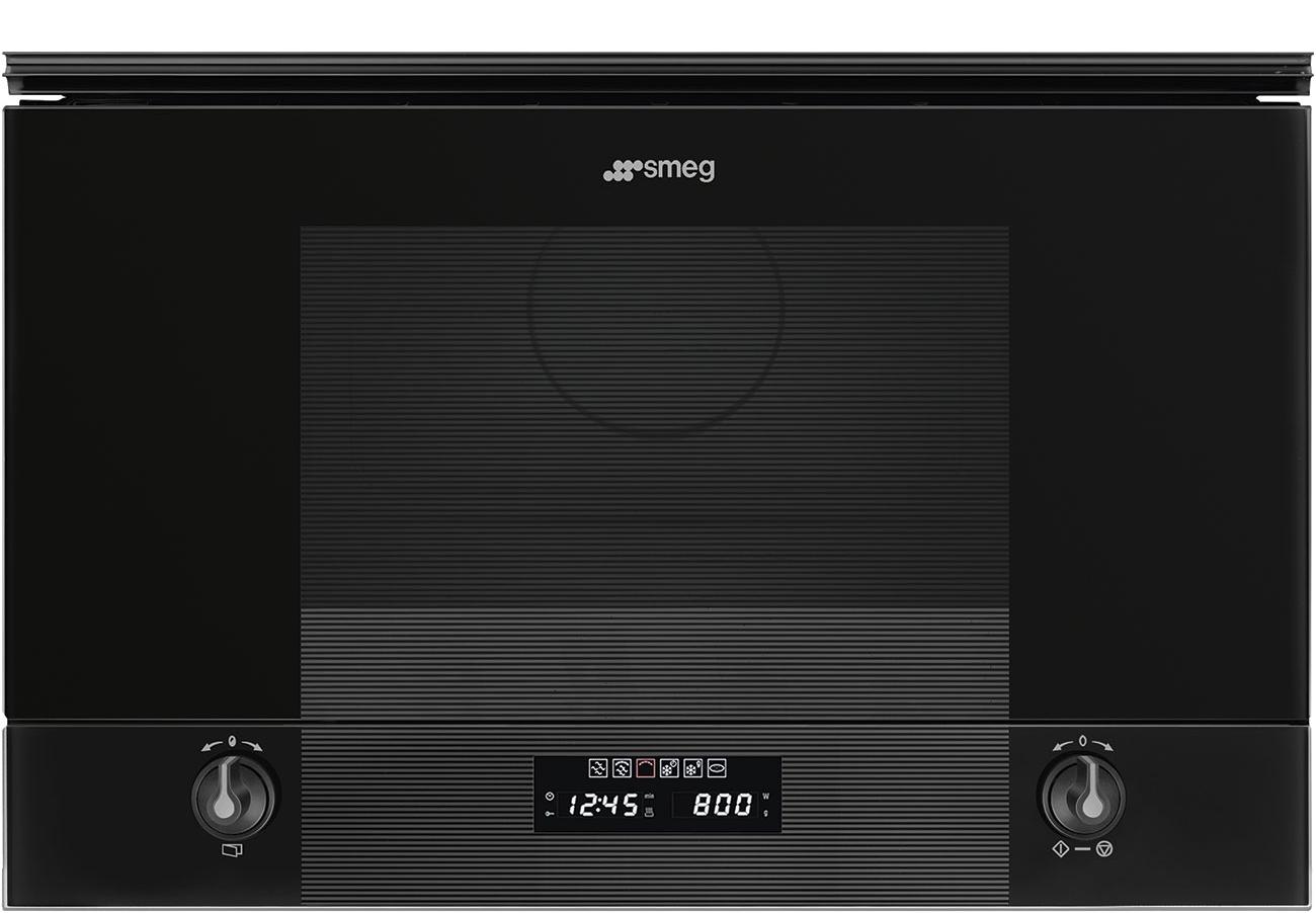 Smeg MP122B3, Einbau-Mikrowelle mit Grillfunktion, 22 Liter, 850 Watt, Integriertes Display, LED