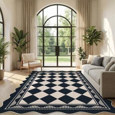 Garvee Modern Geometric Scalloped Easy Jute Area Rug