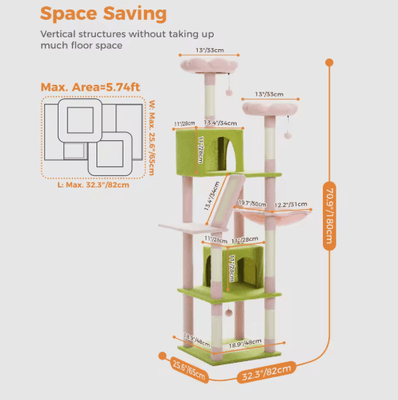 Inspire Picks Climb Nest Multi Level Cat Tree Tower With Hammock Condo & Scratching Posts amt0239pk xl