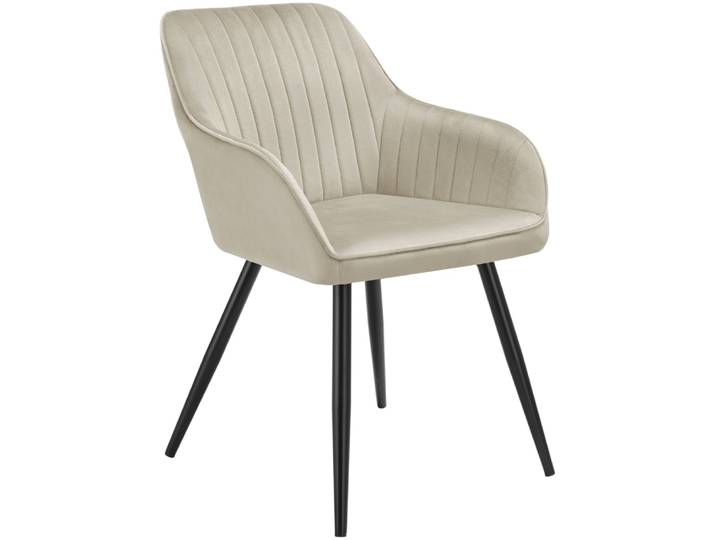 Chaise de salle à manger en velours matelassée capitonnée crème