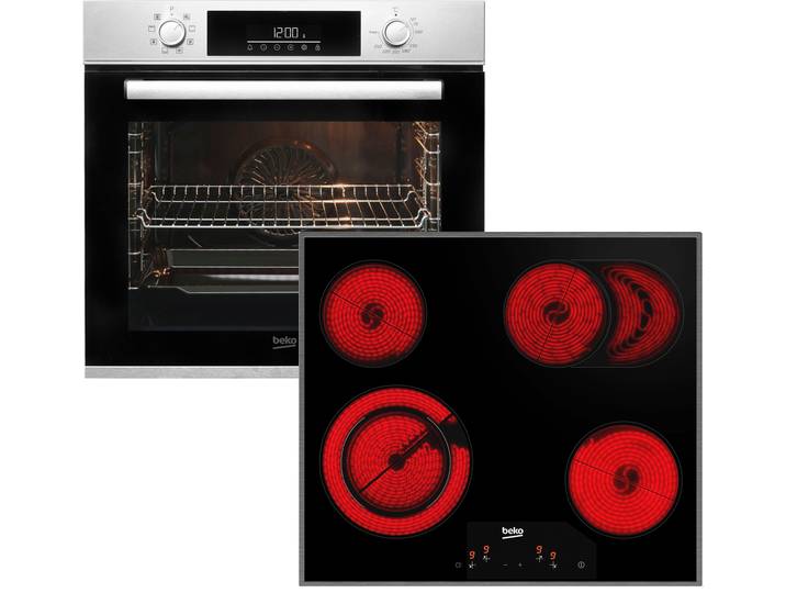 BEKO Backofen-Set BBSM12320X , Energieeffizienz: A, silber (edelstahlfarben), Herdsets, AeroPerfect – Gleichmäßige Heißluftverteilung für präzises Garen, Backofen-Set, Topseller