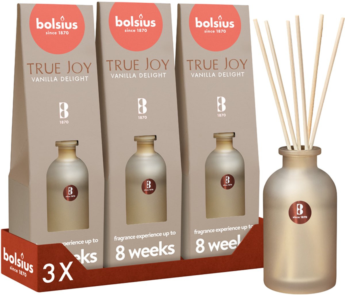 Bolsius Geurstokjes True Joy Vanilla Delight - 3 stuks - 80 ml