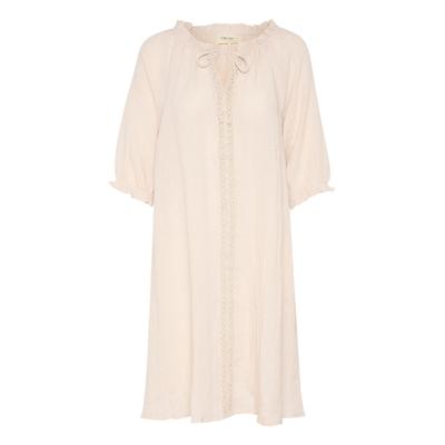 Midikleid CREAM "Kleid CRBellis", Damen, Gr. S/M, N-Gr, blau (crispy sand), Obermaterial: 100% Leinen LI., Kleider Midikleid
