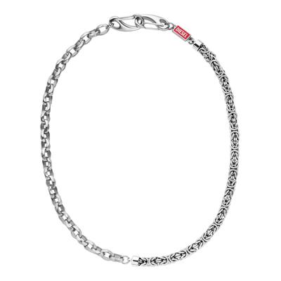 Kette ohne Anhänger DIESEL "Schmuck Geschenk Edelstahl Halsschmuck Halskette Diesel Font", edelstahlfarben, rot, Halsketten, Damen, Edelstahl, L: 50 B: 8mm, glänzend, Emaille, B:8mm