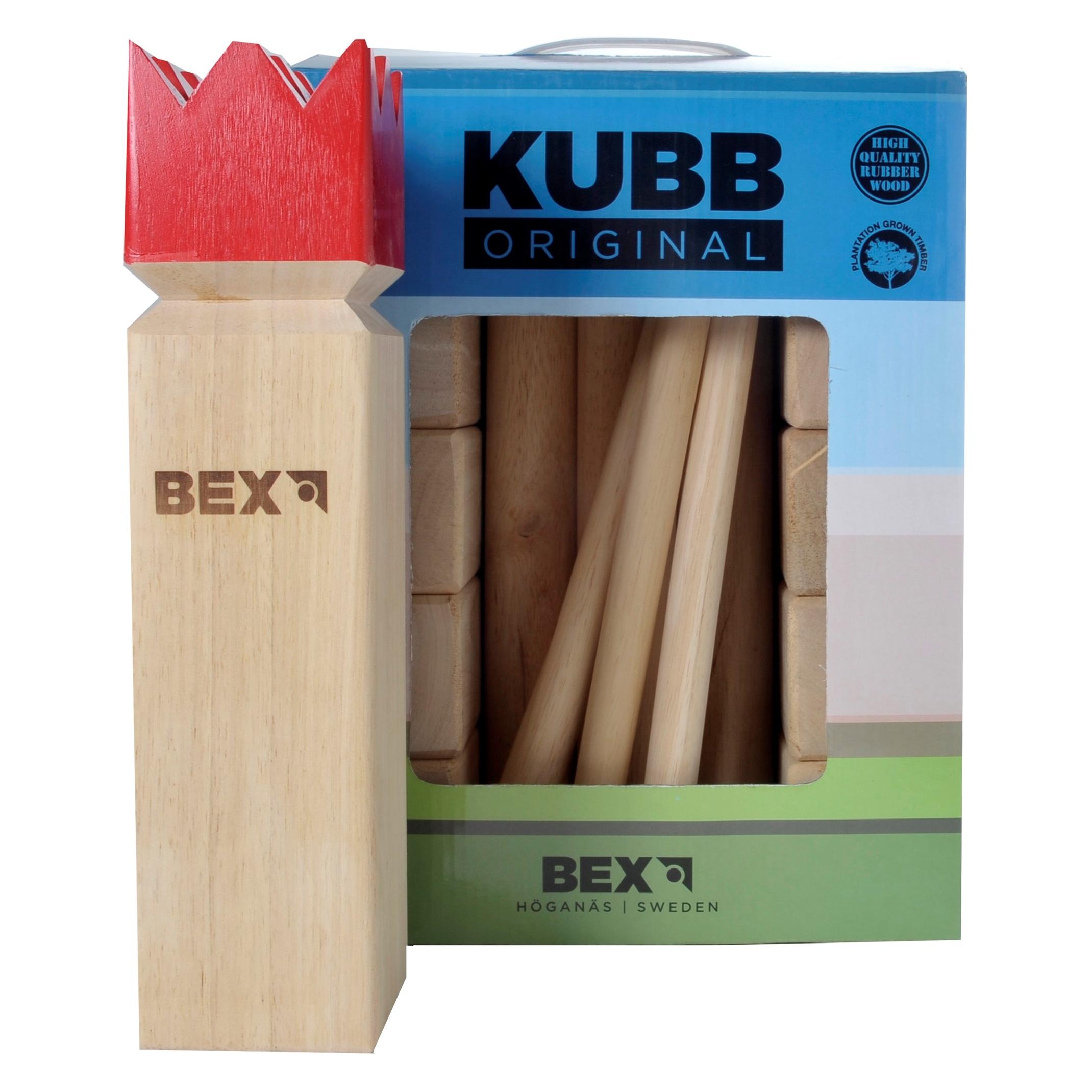 Bex Kubb Original Rubberwood mit Red King (2 - 12 Spieler) (511-011-1)