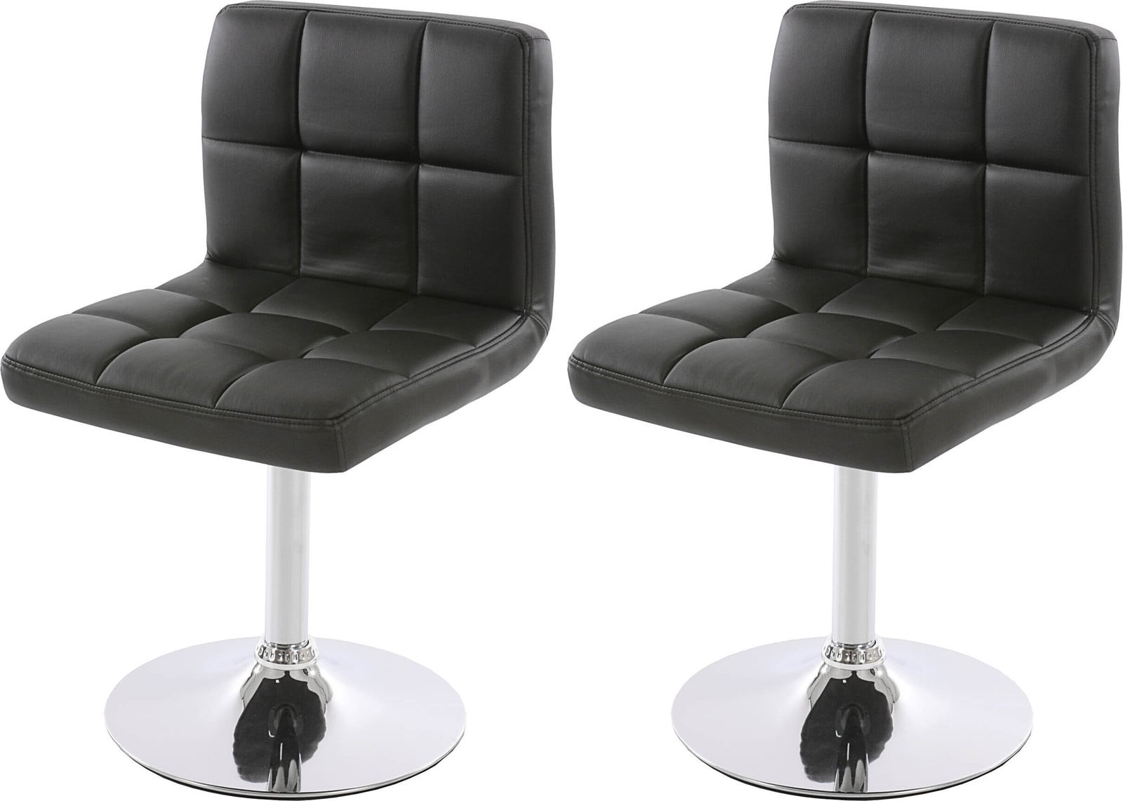 Mendler Kavala Eetkamerstoelen, Set van 2, Draaistoelen, Kunstleer, Chroom, Zwart