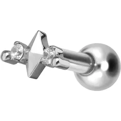 Titan Ohrpiercing mit Innengewinde RAUTE + 2 KRISTALLE