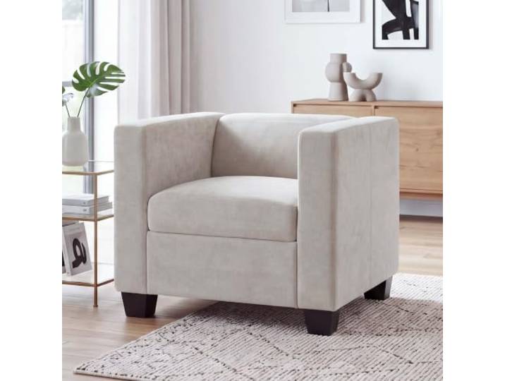 Mendler Sessel Lille, Nosagfederung Stoff Chenille (260g/m²) - beige Loungesessel, Polster-/Cocktailsessel