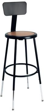 Hampden Furnishings Felix Height Adjustable Steel Stool with Backrest, Black, AssemblyReady