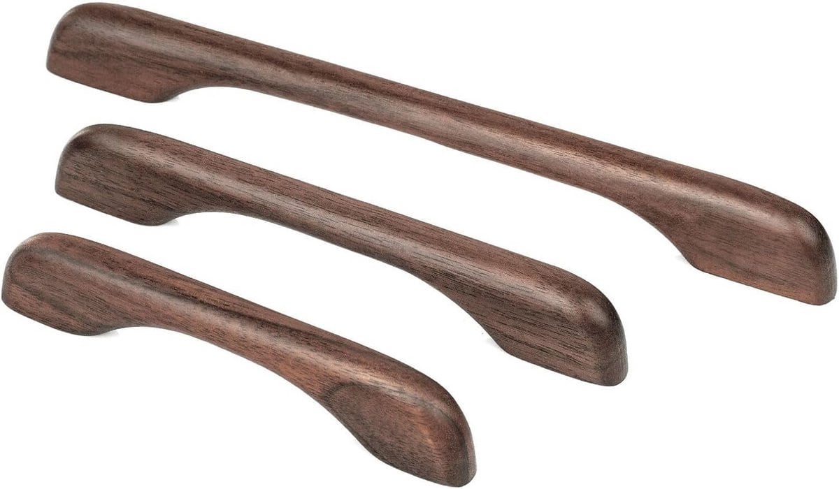 6x Massief Houten Kastgrepen Donker Walnoot - Strakke Moderne Lade Trekkers voor Keuken en Meubels