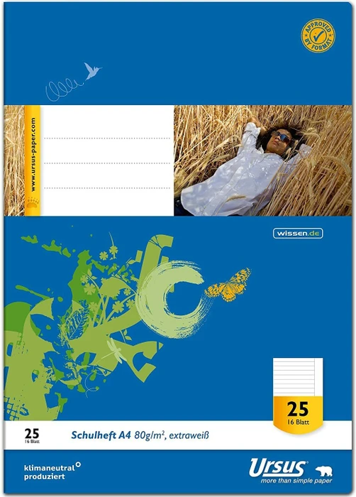 Staufen 10 Schulhefte Lineatur 25 liniert DIN A4 Außenrand, 16 Blatt