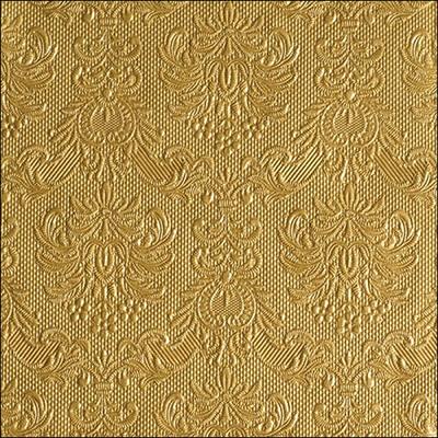 Ambiente 15 Servietten Papier 33x33cm 3-lagig - Einweg Papierservietten mit Ornamenten geprägt Hochzeit Dinner Gastronomie Party Hochzeitsservietten Gold