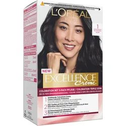 2x L'Oréal Paris, Haarfarbe, Excellence Cream (1 schwarz)