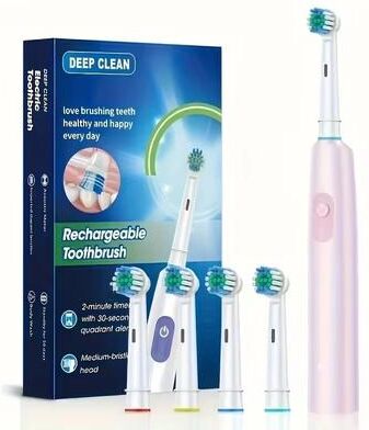 Inspired Finds SmartSpin Pro Rechargeable Electric Toothbrush With Rotary Cleaning Power pink