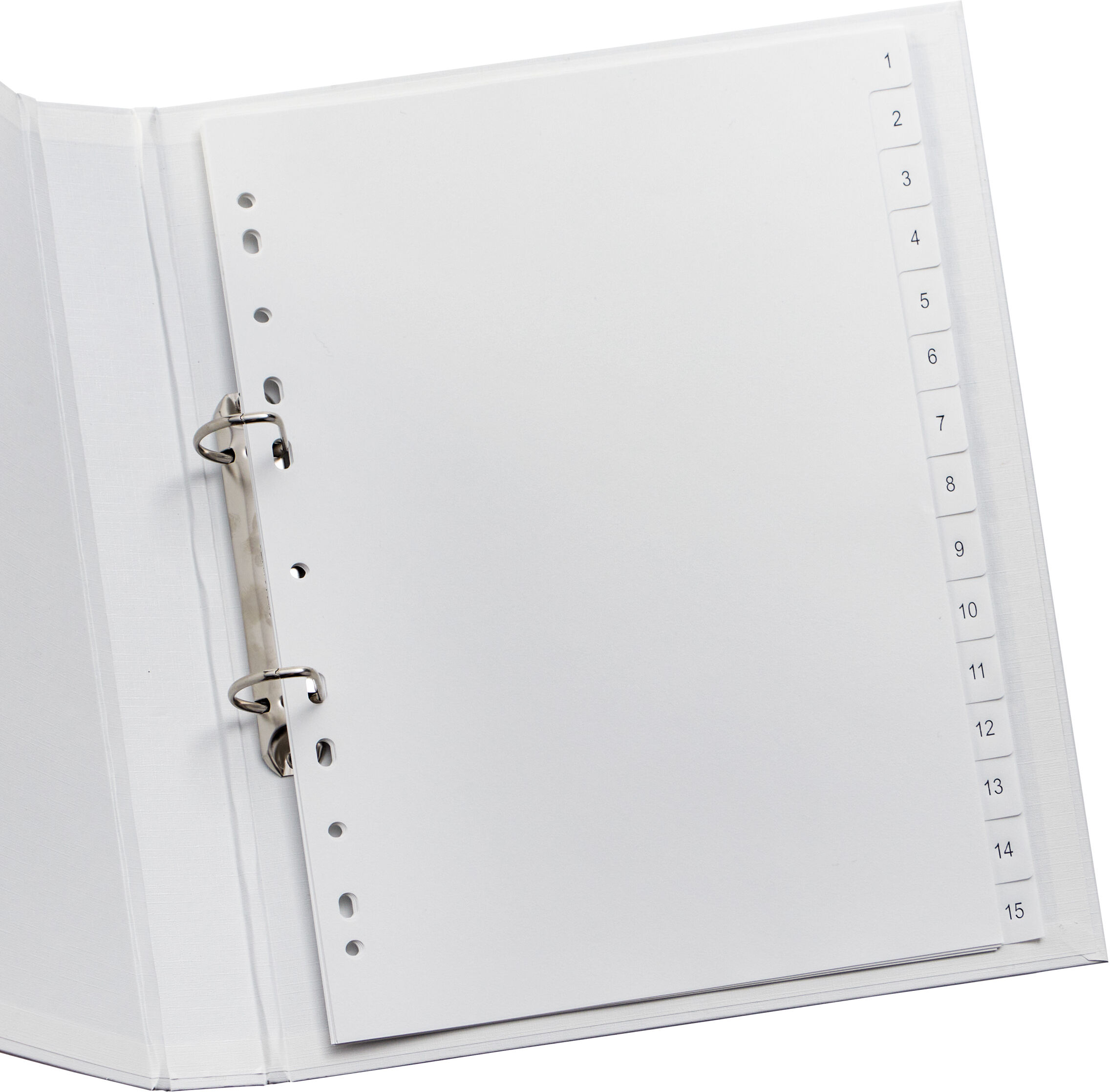 SPRINTIS 10 SET - Divisori per raccoglitori formato A4, 15 parti (1-15), bianco (1 set), PP