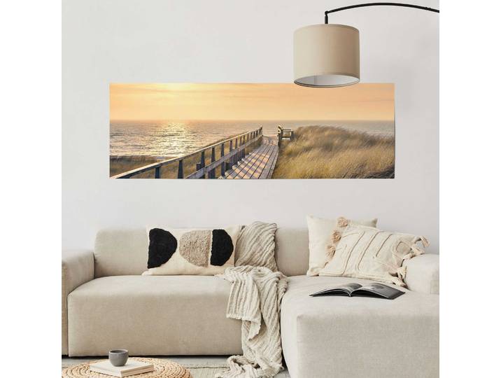 Poster Chemin vers la plage Matériau : Papier Motif : Eau, plages & mers Beige/Beige 53 x 158 x 0cm