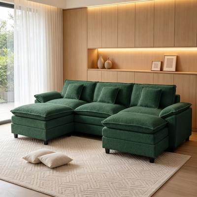 CLICKBIN Oversized Cloud Sectional Sofa with Extra-Deep Seating and Movable Ottoman