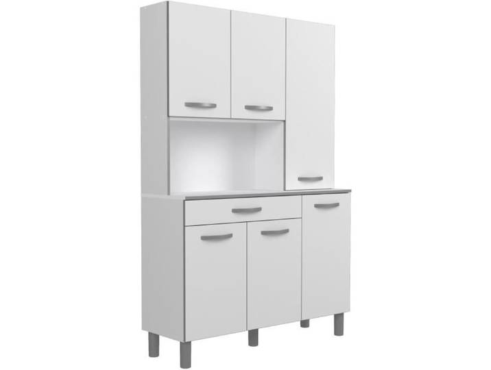 OSLO Buffet de 120 cm - 1 Tiroir et 6 Portes - L 120 x P 40 x H 185 cm - Coloris Blanc