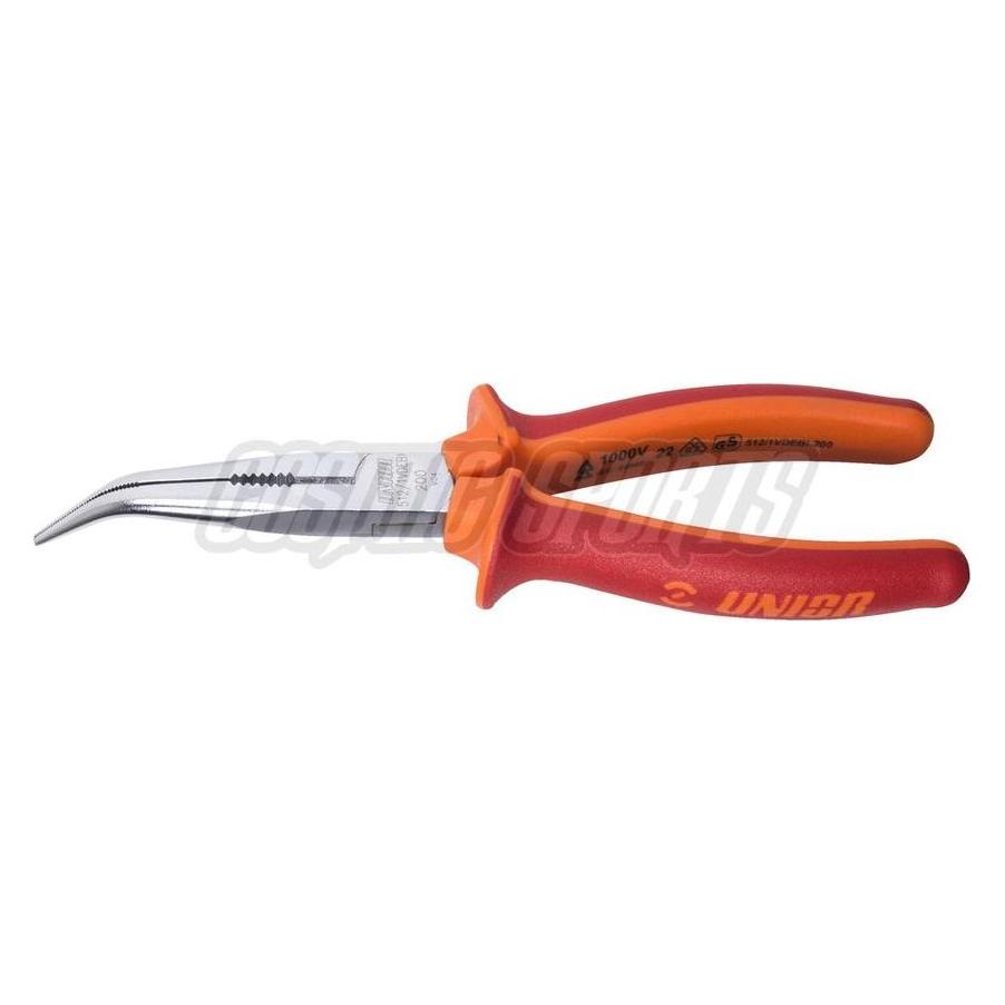 Unior 512/1VDEBI Flachrundzange mit Schneide, 45° gebogen, 77mm, red (77 mm) (40087713)