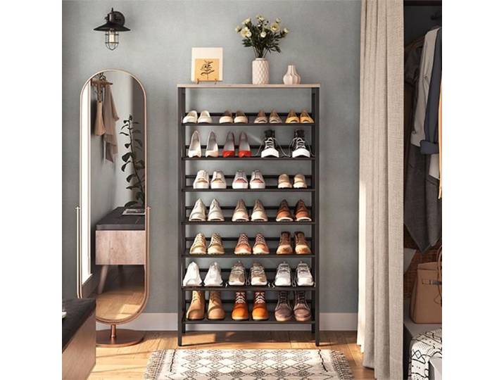 HOOBRO Étagère à Chaussures Meubles à Chaussures Porte-Chaussures à 8 Niveaux Étagère de Rangement Grège