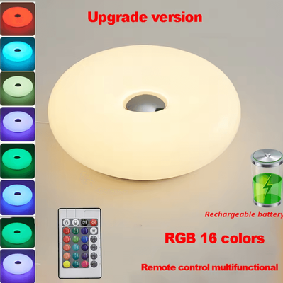 Uplift Curations USB Bedside Table Lamp Ambient Donut Room Decor Light rgb White Charging