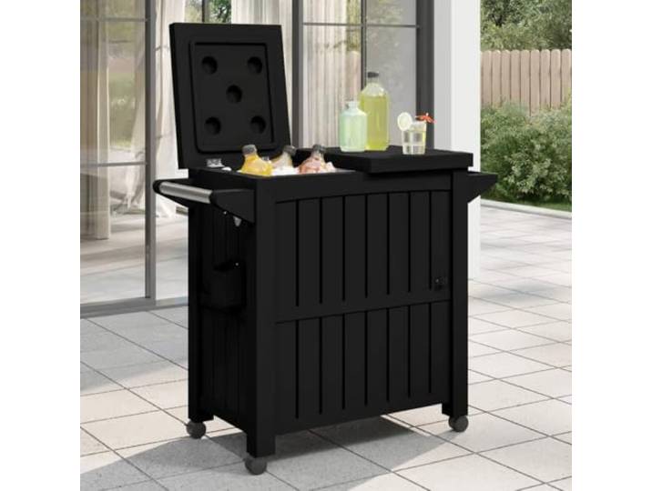Xolmizyn 3-in-1 Servierwagen mit 80 L Eiskübel, Rollen/Gewürzregal Ideal für Gartenpartys, Wetterbeständiges Polypropylen, Inklusive Flaschenöffner