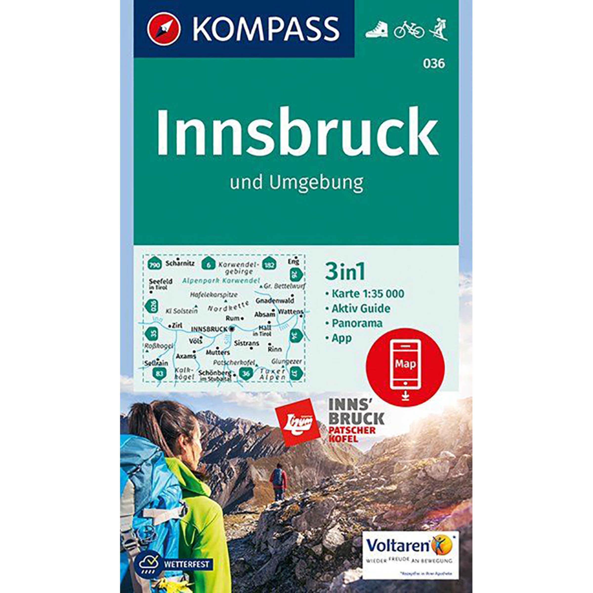 Kompass Verlag WK 036 Innsbruck und Umgebung Topografische Karten