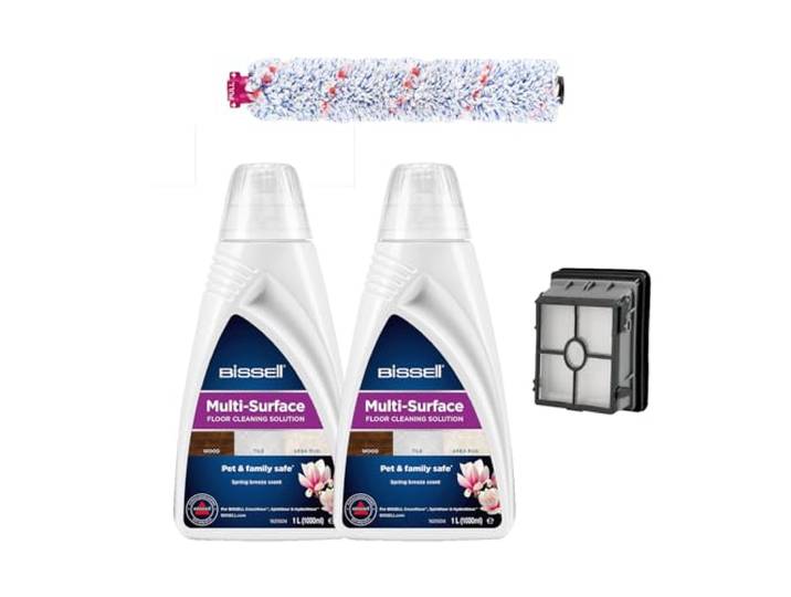 BISSELL Kit d'Accessoires Originaux pour CrossWave\, Solution de Nettoyage Multisurface 2 x 1 Litre\, Brosse Multifonction\, Filtre\, Compatible avec Les Modèles CrossWave Pet Pro et Cordless\, 2815