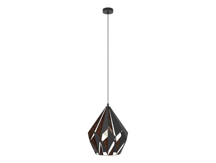 Eglo Lustre CARLTON 1\, 1 suspension à flamme vintage\, lampe suspendue rétro en acier\, couleur : noir\, cuivre\, douille : E27\, Ø 38\,5 cm