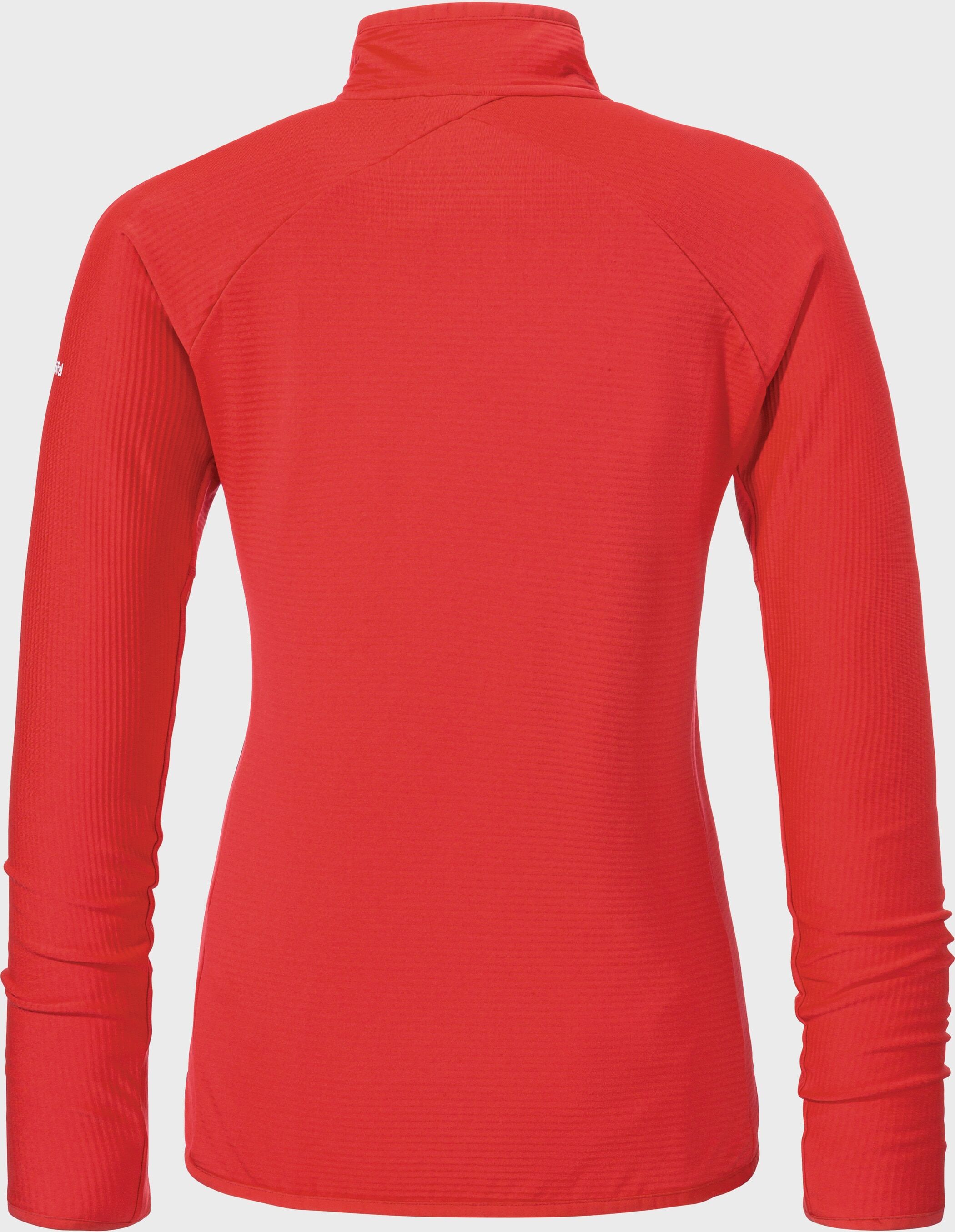 Fleecejacke SCHÖFFEL "Fleece Jk Style Cascata WMS", Damen, Gr. 46, rot (2030, rot), Oberstoff: 94% Polyester, 6% Elasthan, regular fit, hoch geschlossener Ausschnitt, Jacken Fleecejacke 2030, rot 46