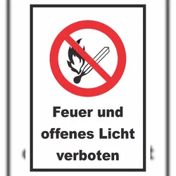 HB-Druck Feuer und offenes Licht verboten Schild A6 Rückseite selbstklebend