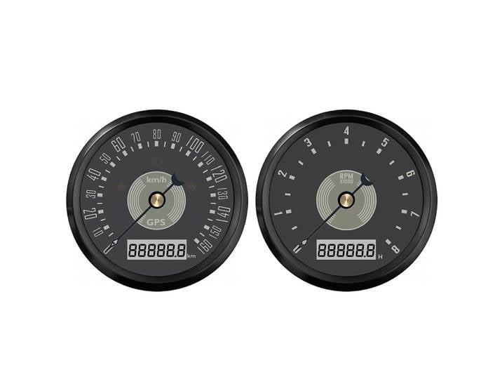 ELING 2-Ensemble de jauges avec rétroéclairage rouge et jaune pour voiture et bateau, tachymètre universel, compteur de vitesse GPS, 85mm, 0-160 km/h, 0-220mph, 0-8000 tr/min