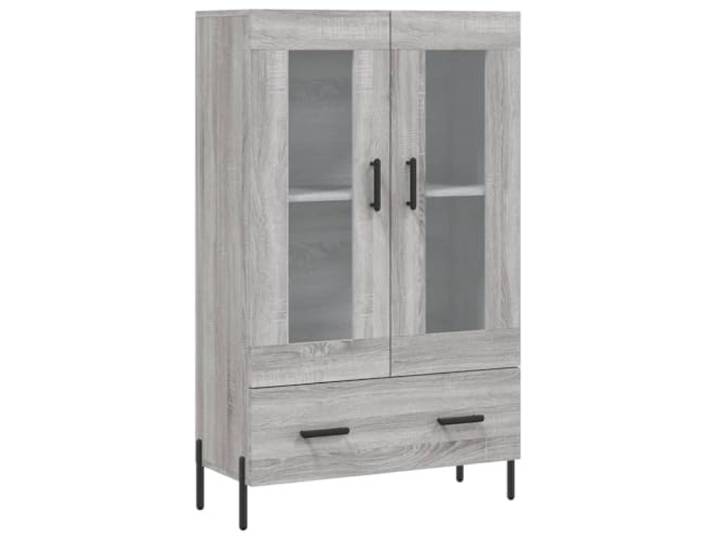 HGFDVCMR Highboard Grau Sonoma 69,5x31x115 cm Kommode mit Glastüren Highboard mit Glastüren und Metallbeinen für Wohnzimmer oder Flur. Bietet viel Stauraum auf kleinem Raum.