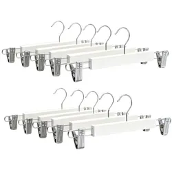 Relaxdays Hosenbügel Holz 10er Set Weiß,Silber