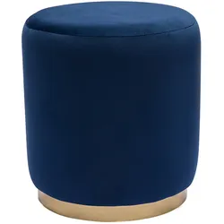 Runder Samtpouf in Marineblau und goldener Metallstruktur D40 cm AMAYA