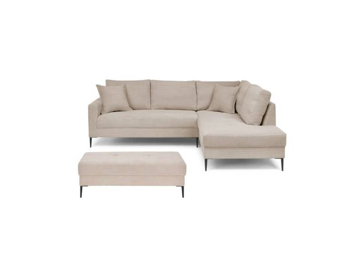 Trendstore Hilary Ecksofa mit Umbauecke in Cord – inkl. Hocker - Cord Zoom mink - rechts Modern