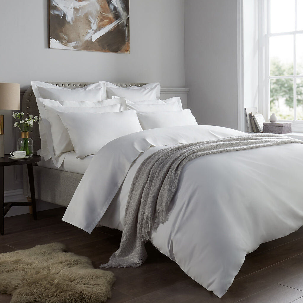 17 Stories Marview 1000 Thread Count Sateen Standard Fitted Sheet White Super King (6')