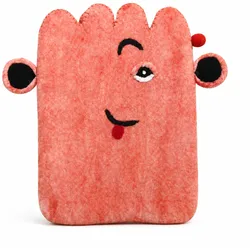 Felt Laptop Pouch (up to 14")  - Pink Cute Face