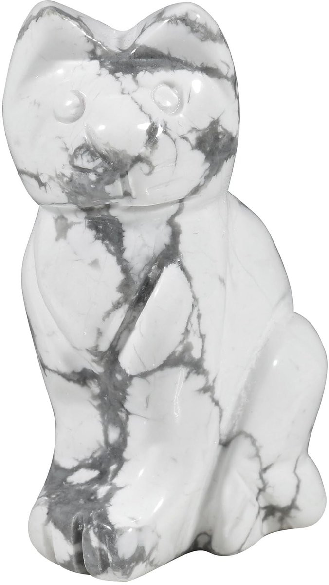 Solidchoice - Natuurlijke Witte Howliet Kat Crystal Beeldje voor op tafel