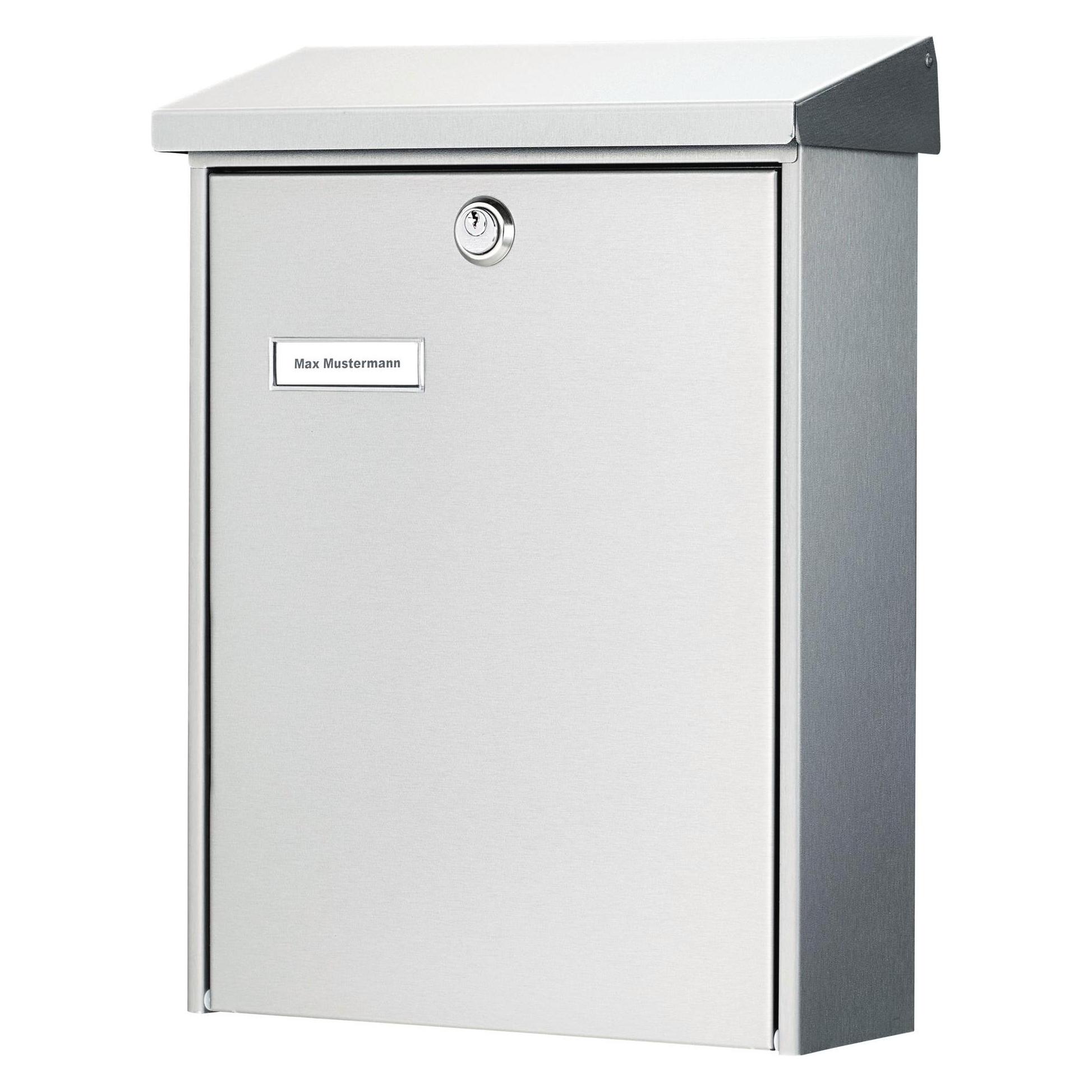 Burg Wächter Briefkasten Edelstahl BxHxT 300/400/110 mm Oslo 3767 NI mit Klappe Öffnungsstopp Namens (11 x 30 x 40 cm) (39670)