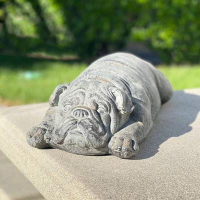 Galt International "Polyresin Sleeping Bulldog Statue 23""L"