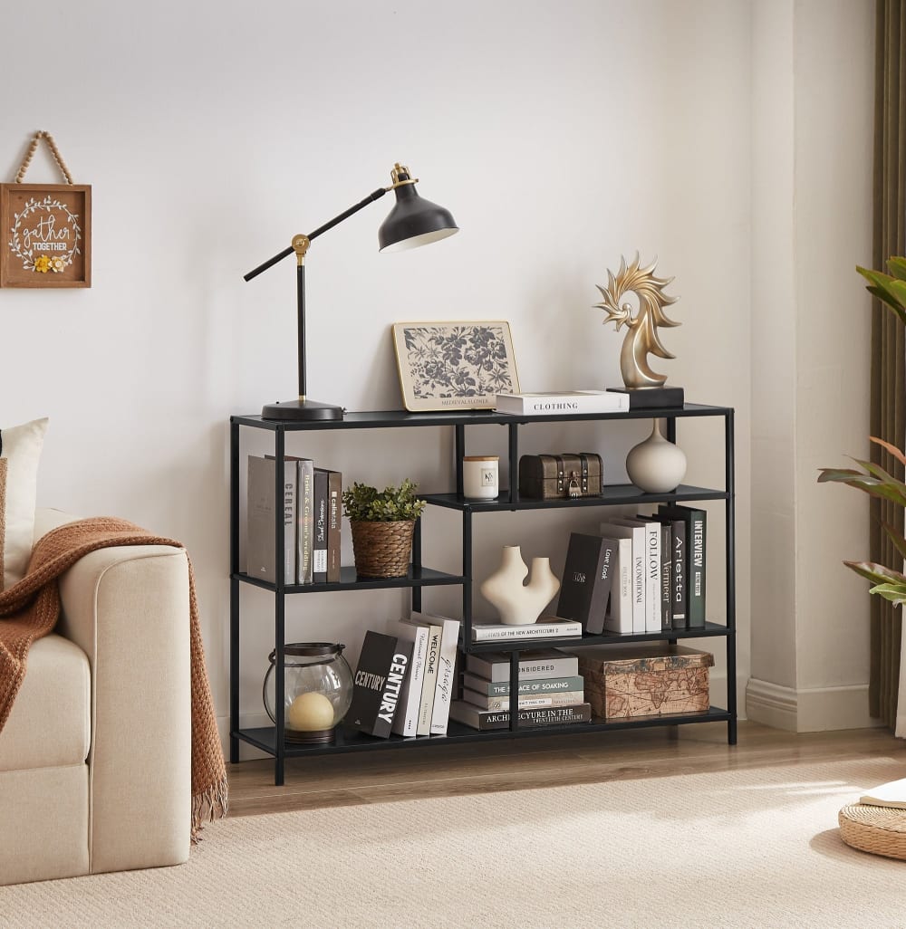 Nordlys Etagère industrielle avec rangements de 5 niveaux en métal noir Noir 30x78x114cm