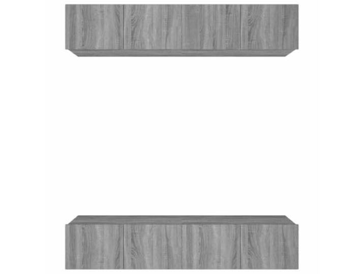 LKJephalotrop TV-Schrank 4er Set Hänge-Lowboard Grau Sonoma 80x30x30 cm Platzsparendes Wandboard Set mit Klapptür für Wohnzimmer und Schlafzimmer aus stabilen Holzwerkstoff-Platten.
