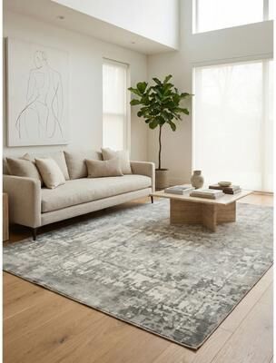 EXQUISITE RUGS Murano Hand-loomed Wool/Bamboo Silk Silver Area Rug.