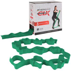 THERABAND Fitnessband Übungsband CLX, stark, 2 m x 5 cm, bis 2,1kg Widerstand, grün, Flachband aus Gummi, mit Schlaufen