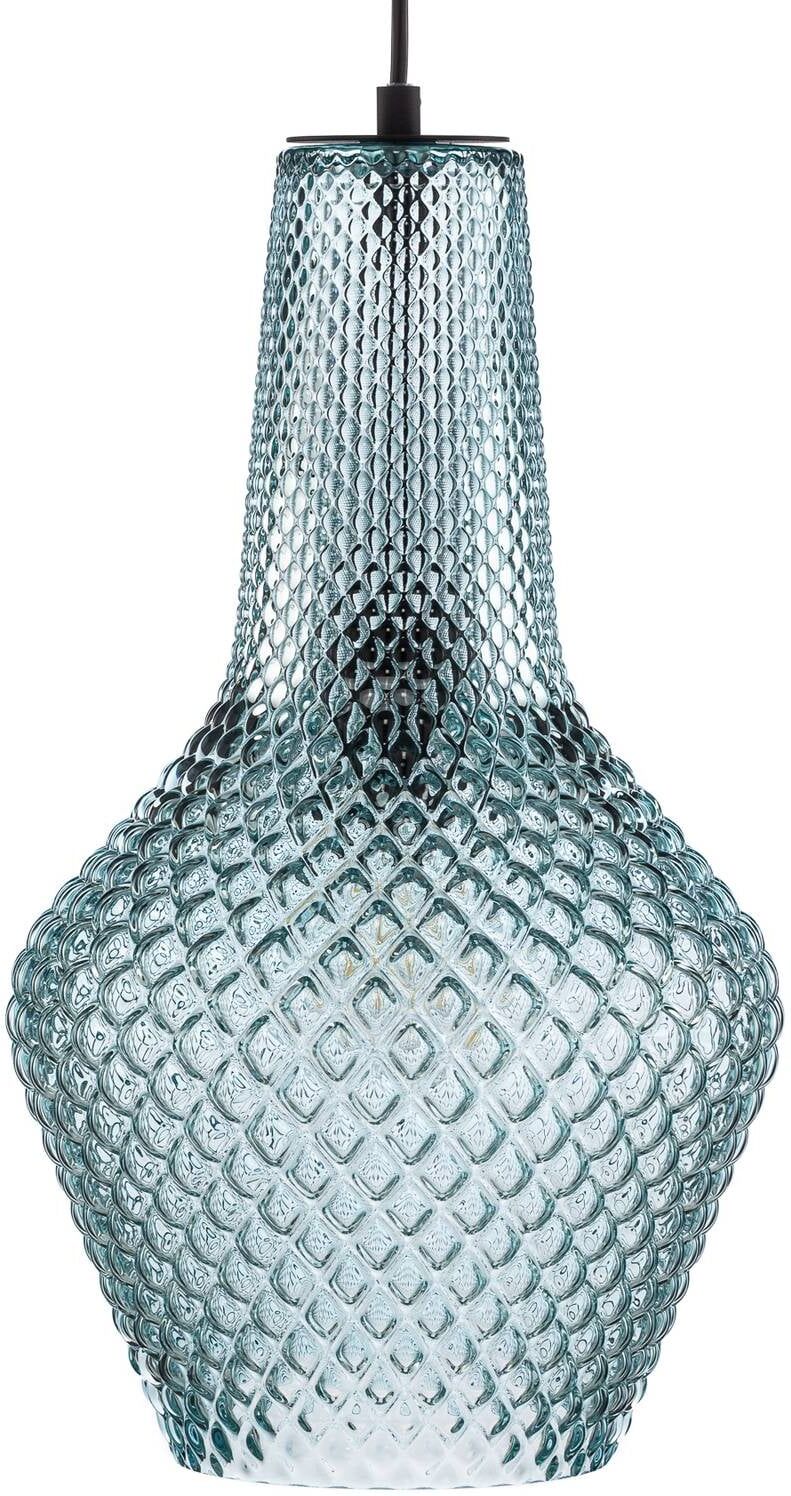 Glas Hängelampe Drakar Lindby, dimmbar, blau, für Wohn- / Esszimmer, Glas, Vintage, Pendelleuchte