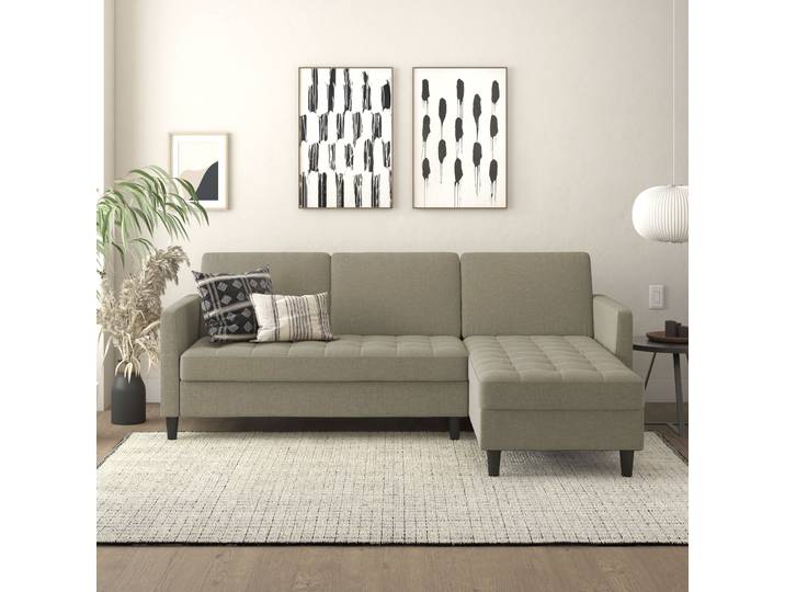 Ecksofa, Webstoff, Braun, 213×154 cm, Mit Bett-Funktion & Stauraum, Modern, DOREL HOME