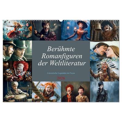 Berühmte Romanfiguren der Weltliteratur (Wandkalender 2026 DIN A2 quer), CALVENDO Monatskalender