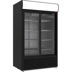 Diamond Positive Kühlvitrine 1230 Liter, Leuchtkasten, 2 Schiebetüren - SCHWARZ (DRK12-CB)