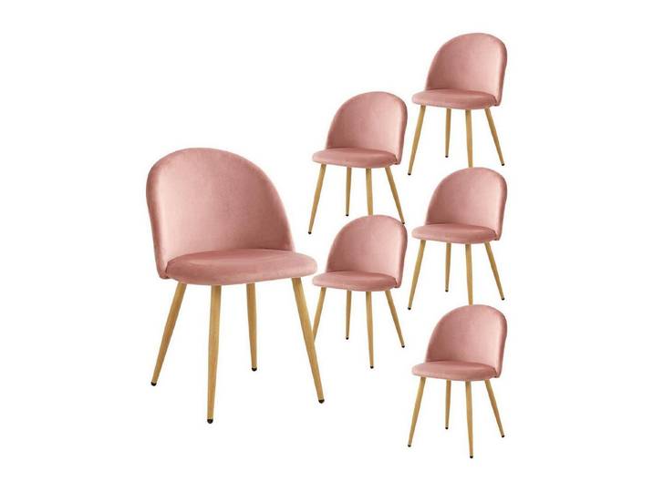 LuxusKollektion Esszimmerstuhl Stuhl Samt Esszimmerstuhl Set Wohnzimmer Schlafzimmer 6 Stühle Rosa
